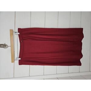 Vintage 70s/80s. No Label. Size 10 red wool straight long skirt